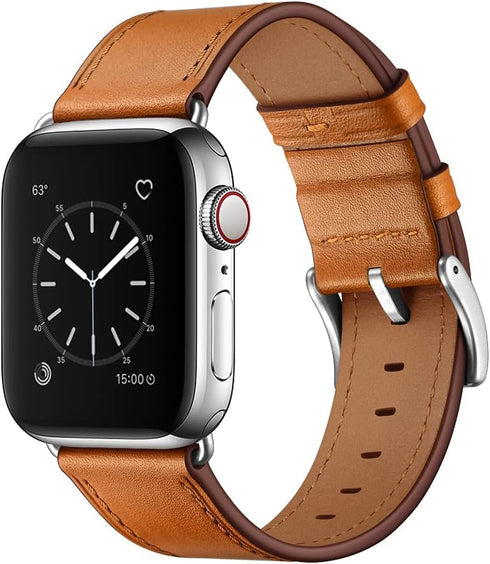 OUHENG Compatible with Apple Watch Band 45mm/49mm/44mm/46mm/42mm, Genuine Leather Strap Replacement Band Compatible with Apple Watch Ultra 1/2 Ser...