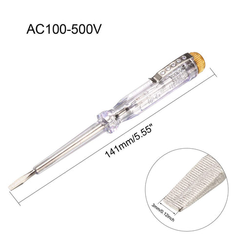 uxcell Voltage Tester AC 100-500V with 3mm Slotted Screwdriver with Clip for Circuit Test, Clear, Pack of 3...