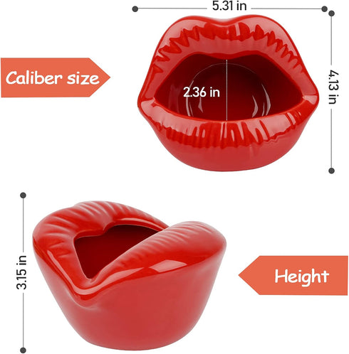 Trycooling Ceramic Red Lips Lipstick Ring Holder Jewelry Tray Rack Decorative Cosmetic Storage Display Holder Desktop Hairpin Storage Organizer Bi...