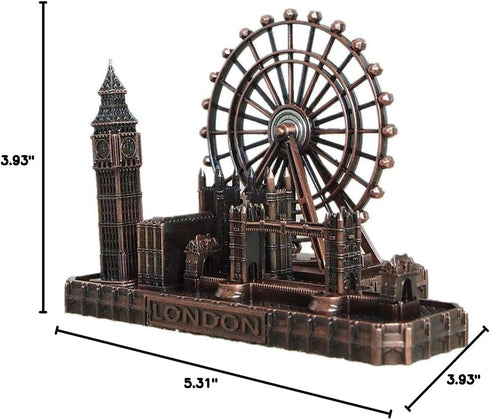 PROW® UK London Bridge London Eye Big Ben Tower Bridge Red Copper Metal Architectural Model Statue,Home Decoration Art Collection Sculpture...