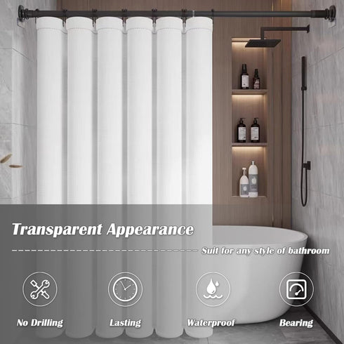 Adhesive Shower Curtain Rod Holder, 4 Pcs Tension Rod Holders, No Drilling | Invisible Rod Retainer, Transparent Wall Mount Holder for Shower Curt...
