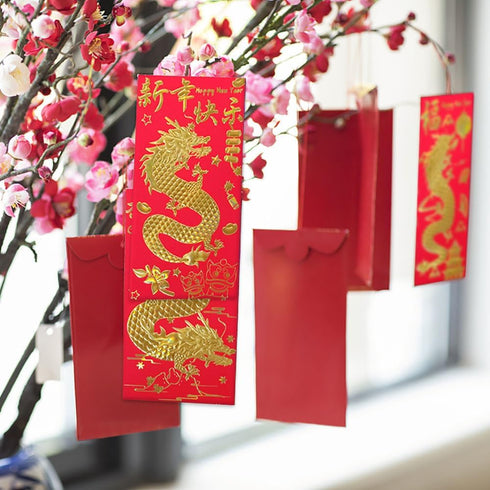Hying 36 PCS Chinese Red Envelopes Chinese HongBao Card Envelopes 2024 Chinese New Year Lucky Money Pockets Lunar Year Dragon Red Envelopes for Ne...