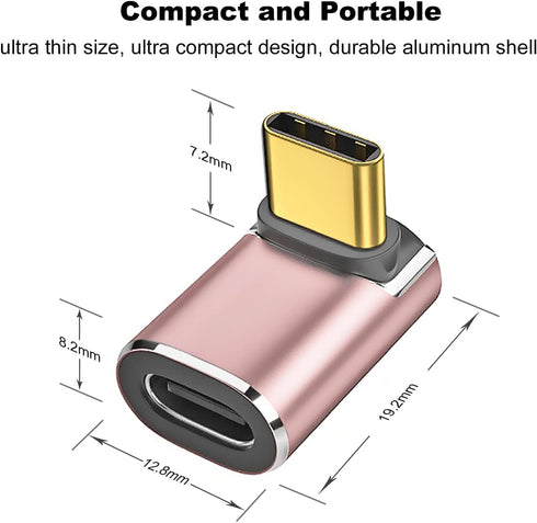 AreMe 90 Degree USB-C Male to Female Adapter, 2 Pack Right Angle 100W Type-C Adapter Extender for Steam Deck, ROG Ally, Switch, Notebook Computers...