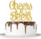 Gold Glitter Cheers & Beers Cake Topper Happy Birthday Party - Engagement - Graduation Birthday - Wedding Party Decorations...