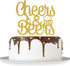Gold Glitter Cheers & Beers Cake Topper Happy Birthday Party - Engagement - Graduation Birthday - Wedding Party Decorations...