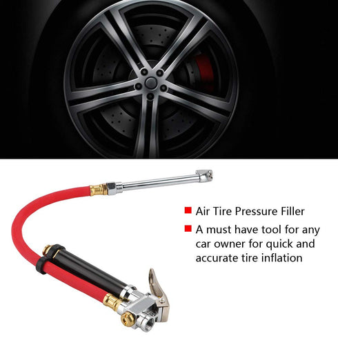 Air Compressor Hose Tool Kit Handheld Car Air Tire Pressure Filler Fill Inflator Gauge Dual Chuck...