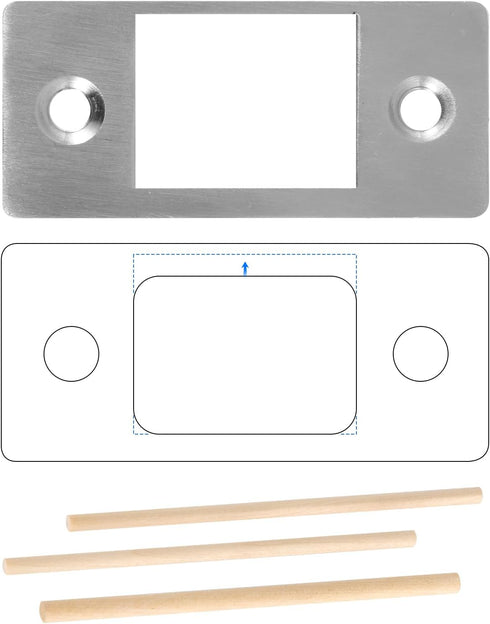 Latch Restorer Strike Plate, Metal Door Strike Plate for Exterior Doors Large Hole Security Door Latch Plate with Wooden Dowel Rods & Screws for D...