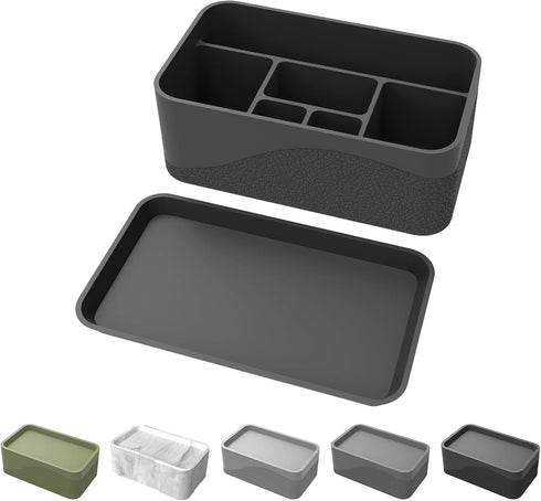 Toothbrush and Toothpaste Holder for Bathroom Countertop, 6 Compartment Silicone Cosmetics Storage Organizer, Makeup Bin, Vanity Caddy, Vanitry Tr...