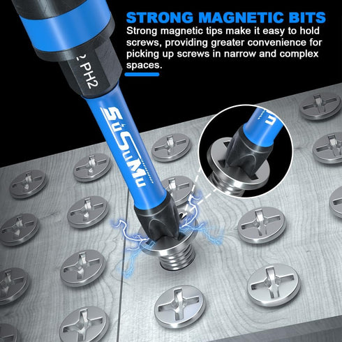 27PCS Phillips Bits #2 Impact 1" and 2" Long Strong Magnetic Drill Bits Anti Slip 1/4 Inch Hex Shank S2 Alloy Steel Impact Ph2 Screwdriver Power B...