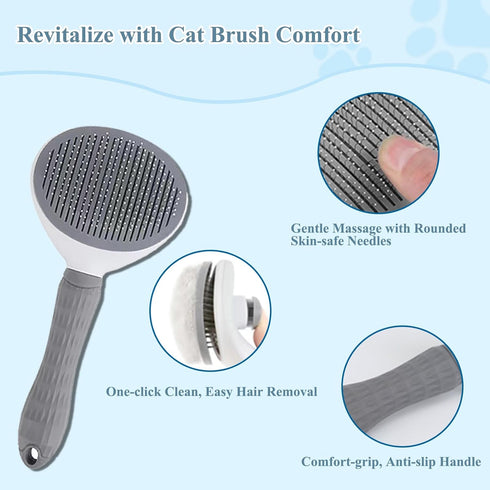 4 Pcs Cat Grooming Kit: Self-Cleaning Slicker Cat Brush, Deshedding Glove, and Cat Corner Massagers for Effortless Shedding, Detangling, and Relax...