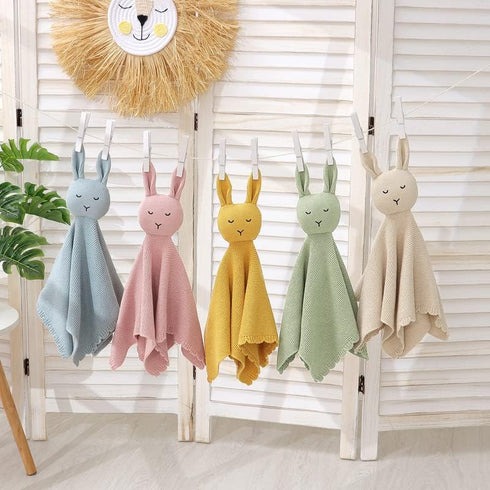 LAWKUL Baby Lovey Bunny Security Blanket Soft Cuddly Babe Blankie Knit Cotton Babies Comforter for Newborns Boy Girls Pink...