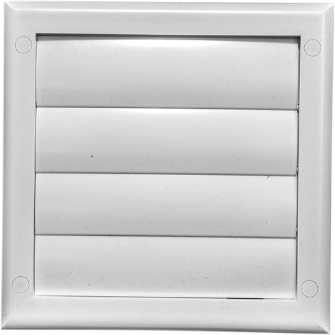 Vent Systems 4 inch (7.5 x 7.5) Exhaust Vent Cover - White - Dryer Vent Hood - Louvered Dryer Duct Vent Cover - Vent Hood Cap - One-Directional Plastic Air Supply Grille