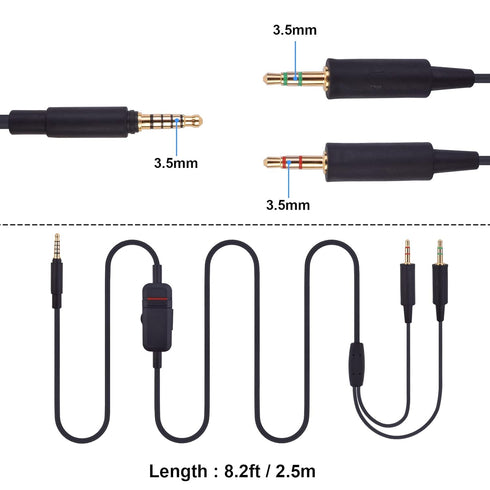 MMX 300 Replacement Cable Cord for Beyerdynamic MMX 300 / MMX 300 2nd Generation Gaming Headset, Volume Control Inline Mute, Plug and Play Twisted...