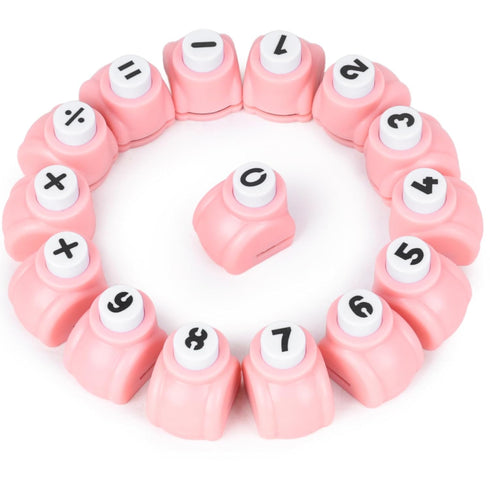 LOVEINUSA 15PCS Arithmetic Paper Punch Set, Paper Craft Punches Pink Hole Puncher with Mathematical Symbol for Preschool Education Math Class...