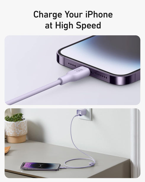 Anker USB-C to Lightning Cable, 541 Cable (Lilac Purple, 3ft), MFi Certified, Bio-Based Fast Charging Cable for iPhone 14 14pro 14pro Max 13 13 Pr...