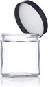 16 oz Large Clear Thick Glass Jar with Black Foam Lined Lid (4 pack)...