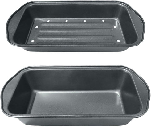 Evelots Meatloaf Pan-Drains Fat-Non Stick-Cooking/Baking-More Flavor-2 Piece Set...