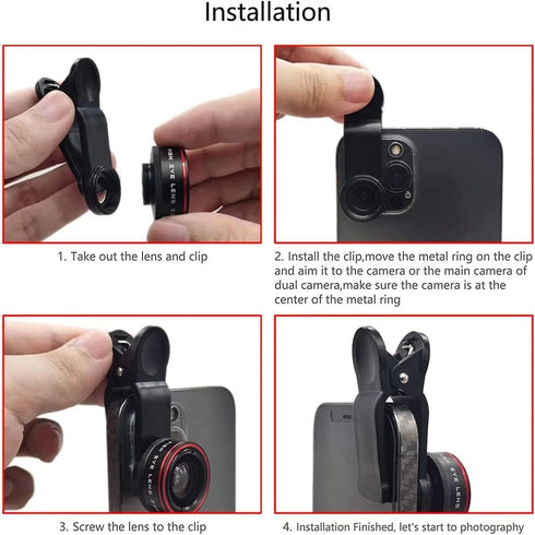 Phone Camera Lens, Clip on Cell HD Phone Fisheye Lens kit, 235° Fisheye Lens ?for Most iPhone Android Samsung Phones and Smartphones......