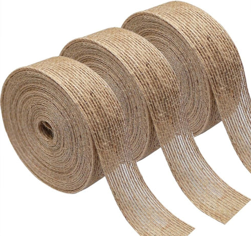 3 Rolls of Natural Burlap Fabric Ribbon for Wedding Events Party Gift Wrapping,Christmas Home Decorations,11 Yards Each Roll, 1.5 Inch Wide...