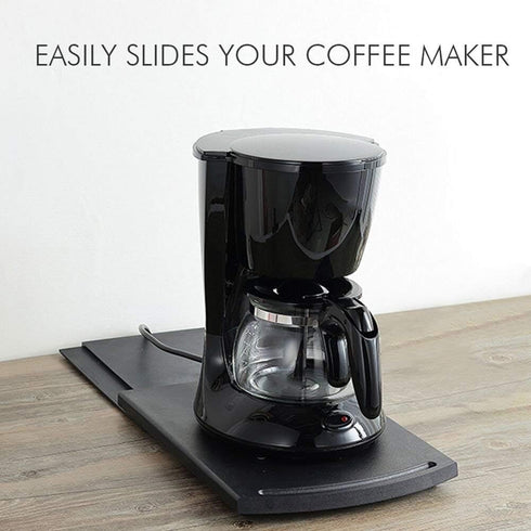 2 Pack Sliding Coffee Maker Tray, 12’’ Countertop Appliance Caddy Slider for Blender Toaster under Carbinet, Black ABS Rolling Out Tray...