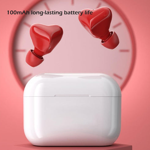 Dpofirs Wireless Earbuds, Heart Shaped Stylish Lightweight Noise Canceling Stereo in Ear Bluetooth Earphones, Includes Charging Case and 6 Ear Tip...