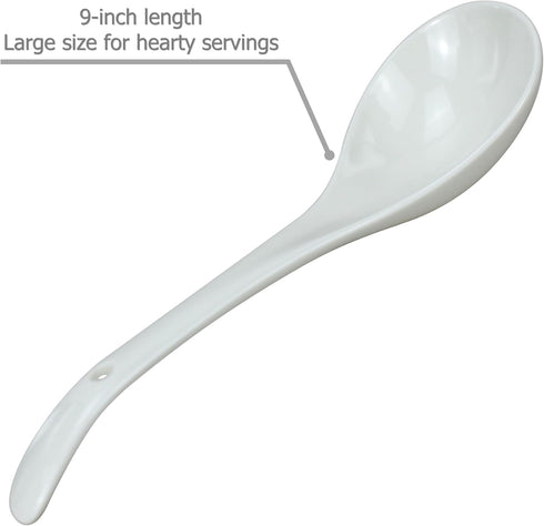 2 Pack Porcelain Serving Spoon Soup Ladles for Serving Cooking Mixing Stews Noodles Rice Soup - 9 inch Long...