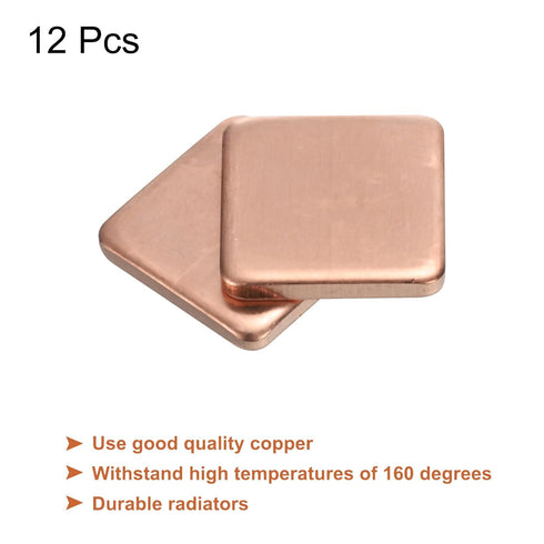 MECCANIXITY Heatsink Copper Pad Shim 15mm x 15mm x 2mm Thermal Conductive Heat Sink for Electronic Chip Cooling Pack of 12...