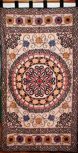 India Arts Celtic Sunflower Tab Top Curtain-Drape-Door Panel,Blue,44" x 88"...