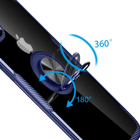 Designed for iPhone 11 Pro Max Case 6.5 inch, Carbon Fiber Design Clear Crystal Anti-Scratch Case with 360 Degree Rotation Ring Kickstand for Appl...