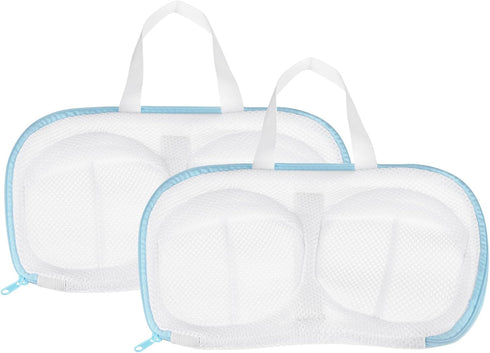 uxcell 2Pcs Bra Washing Bag, 11.8 x 6.7 Inch Rectangle Mesh Laundry Bags for Washing Machine Wash Delicate, Sock, Underwear, Blue...