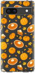Blingy's for Google Pixel 7a Case, Fun Fall Pumpkin Style with Autumn Leaves Pattern Cute Dessert Design Transparent Soft TPU Protective Clear Cas...