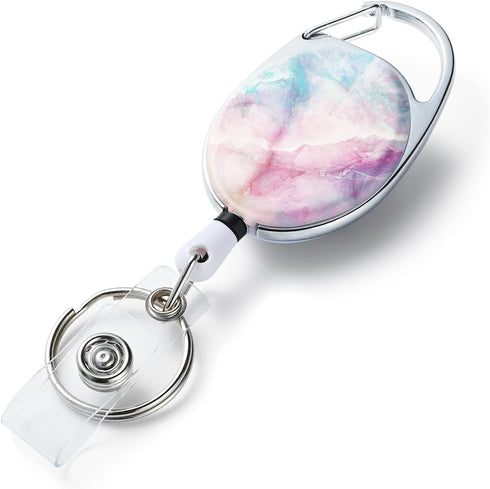 Badge Reels Retractable?Double Sided Color Print Pattern Retractable Badge Holders?with Retractable Keychain, Badge Clip and Key Ring?Durable Nylo...