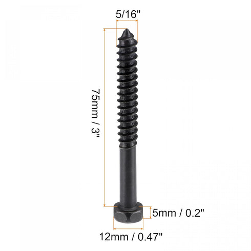 uxcell Hex Lag Screws 5/16" x 3" Carbon Steel Phillips Head Half Thread Self-Tapping Bolts for Deck Building or Joining Lumber 10pcs...