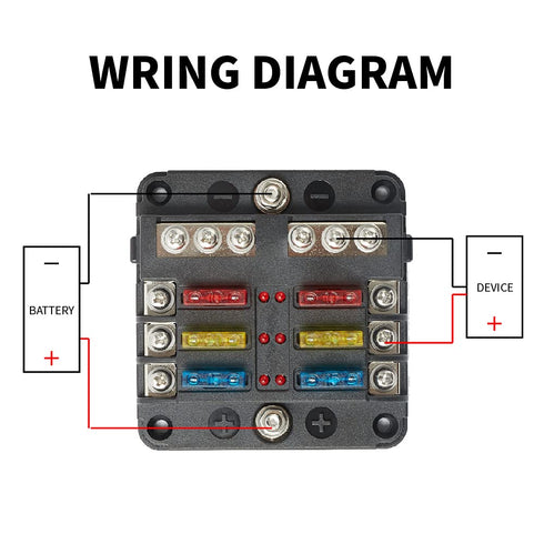 Fuse Block, 12-24V Marine Fuse Block Waterproof Boat Fuse Panel with LED Warning Indicator Damp-Proof Cover - 6 Circuits with Negative Bus 12V Fus...