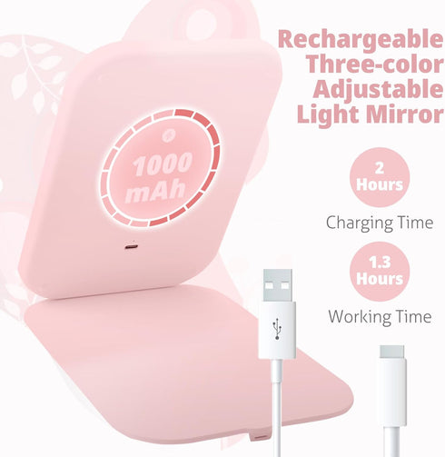 Travel Makeup Mirror, 1000mAh Battery-Powered Illuminated Mirror, 3 Adjustable Light Settings USB-Rechargeable Vanity Mirror with Touch-Sensitive ...