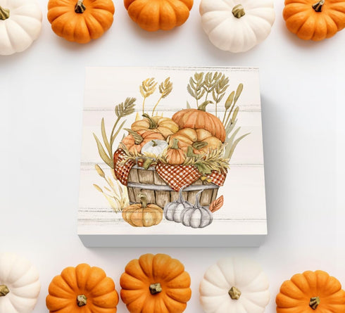 Fall Decor, Farmhouse Fall Pumpkin Harvest Home Decor Wood Box Sign Block for Home Shelf Tabletop Decor, Farmhouse Decoratons Shelf Tabletop Decor...