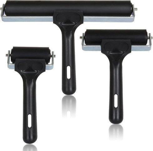 3 PCS Rubber Brayer Rollers, Vinyl Rubber Roller, Ink Painting Brayer, Glue Roller Tool for Printmaking, Ink Paint Block Stamping Brayers, Stampin...