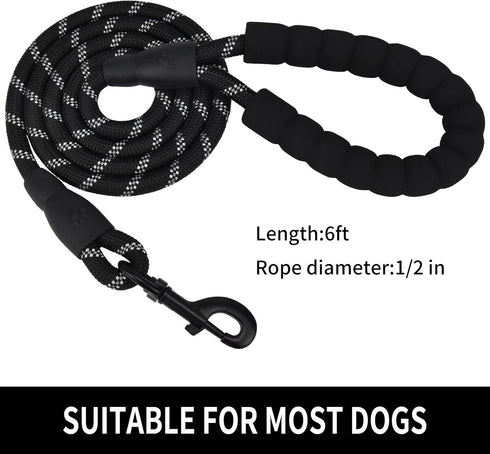 5/6 FT Strong Pet Dog Leash with Soft Padded Handle,Highly Reflective Rope for Night Walking,360-Degree Rotating Metal Buckle Without Tangles,Suit...