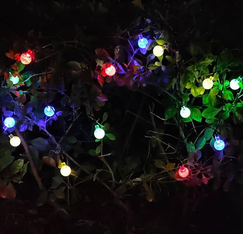 Solar String Lights Outdoor, 20ft Waterproof 30 LEDs 8 Modes Crystal Globe Solar String Fairy Lights Backyard Patio Christmas Lights for Holiday P...
