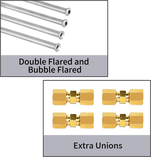 Brake Line Repair Kit - Upgraded 3/16 Stainless Steel Brake Line Including 2 Convex Connectors and 2 Concave Head Connectors, 4 Brass Compression ...