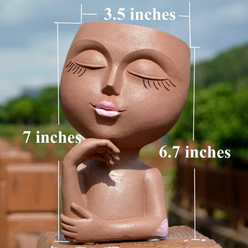 Face/ Head Planters, Women Face Small Plant/ Flower Pots with Drainage for Indoor Outdoor Succulents, White Vase Decor for Women Gifts(7 Inch)...