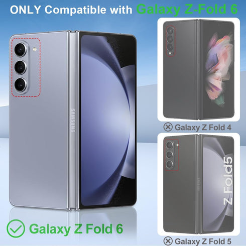 for Samsung Galaxy Z Fold 6 Case, Z Fold 6 Case with Camera Frame Protection, Thin Anti-scratch PC Matte Translucent Back & Flexible TPU Hinge Sho...