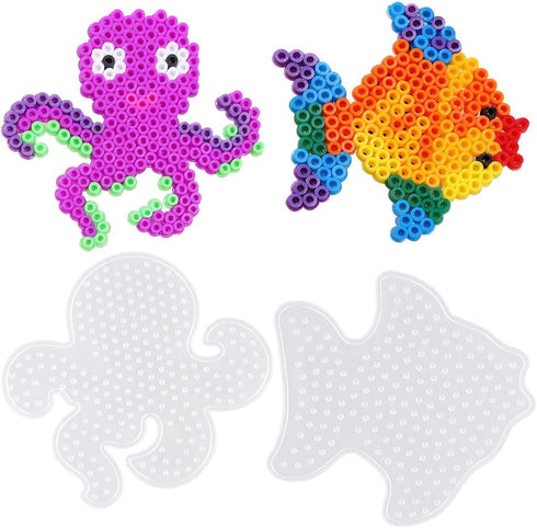 15 Pieces Fuse Beads Pegboards Set, 5mm Perler Beads Boards Clear Plastic Pegboards with 15 Pieces Colorful Cards for Kids DIY Craft Beads (15 Dif...