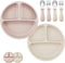 PandaEar 6 Pack Toddler Plates and Utensils Set, 2 Pack Silicone Baby Plates with Suction and 4 Stainless Steel Baby Spoons Forks, Toddler Dinnerw...