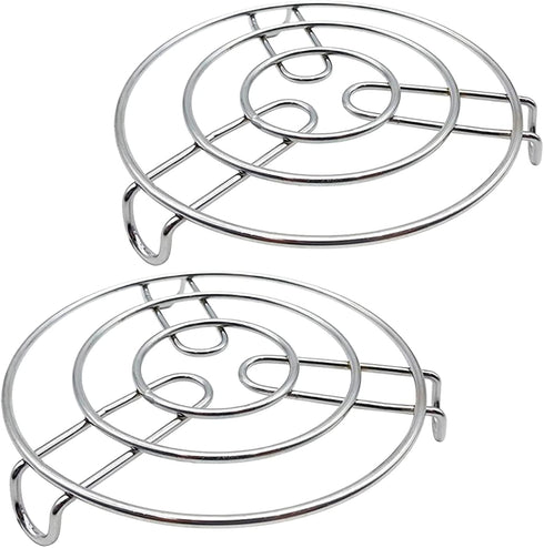 Iron Stand | Stainless Steel Trivet |Round Steamer Rack for Kitchen | Heat Resistant Hot Plate Dishes Holder | Cooker Donga Stand | Pack of 2 | Si...