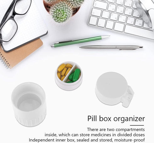Pill Cutter and Grinder - 4 in 1 Pill Cutter and Crusher and Storage Pill Box and Water Cup, Travel Multifunctional Pill Organizer Pill Splitter D...