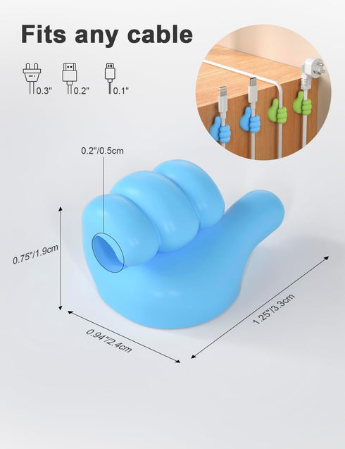 12Pcs Cable Clips, Fun Cord Holders, Silicone Thumb Wall Hooks, Cord Organizer for Desk Wall Car Nightstand, Cord Clips, Wire Holders, Phone USB C...