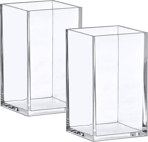 Amazing Abby - Penelope - 2-Pack Pen Holder, Acrylic Pen Holder, Clear Plastic Organizer for Office Supplies, Perfect Office Desktop Storage Solut...