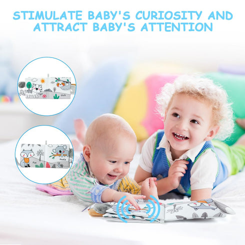 Vicloon Cloth Books, 3D Touch Feel High Contrast Cloth Book, Baby Books Toys for Baby 0-12 Months, Soft Baby Books Touch and Feel Crinkle for Infa...