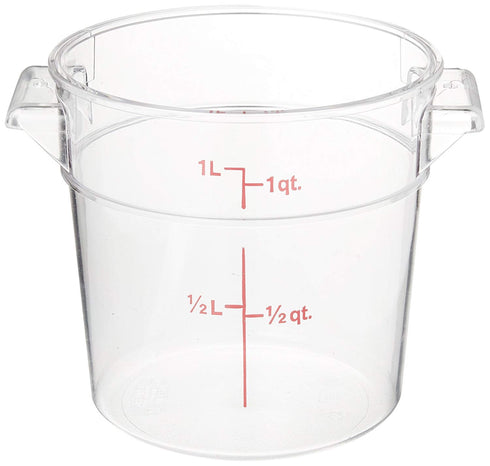 Cambro RFSCW1135 Camwear Clear Round 1 Qt Storage Container with Clear Round Lid RFSCWC1135...